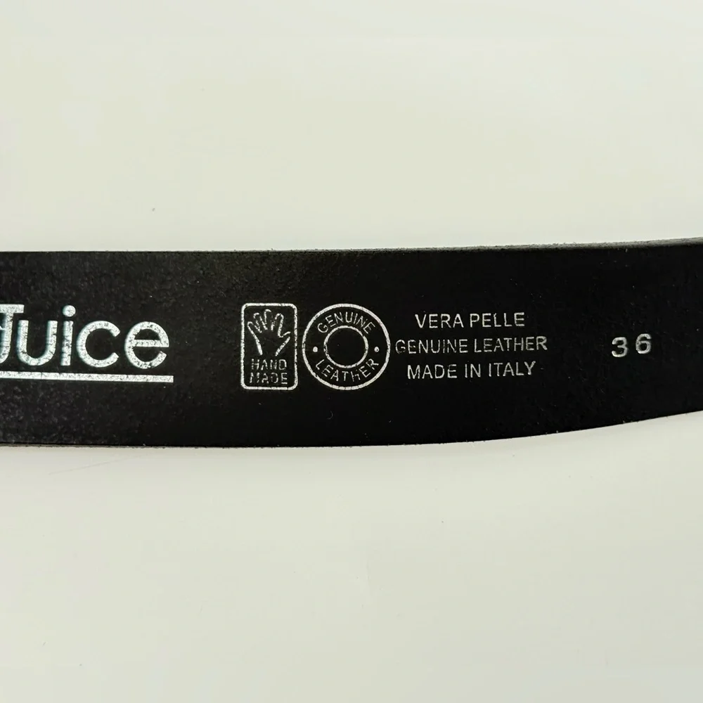 Vera Pelle Juice Italian Leather Black Belt 36‎